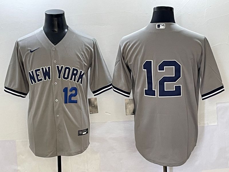Men 2025 New York Yankees #12 No Name Grey Game Nike MLB Jersey style 5->new york yankees->MLB Jersey
